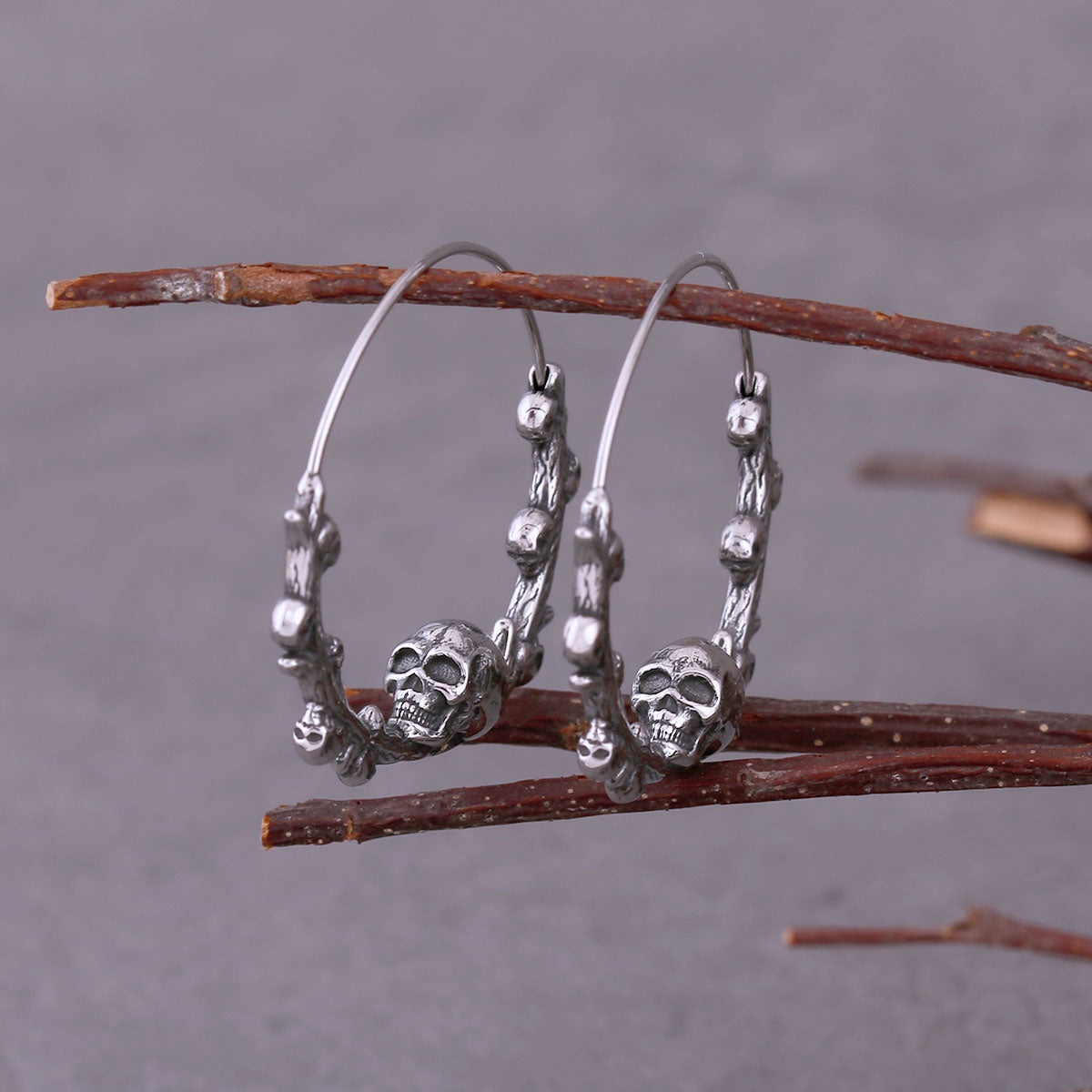 Skull Hoop Earrings - Creative Stainless Steel Jewelry