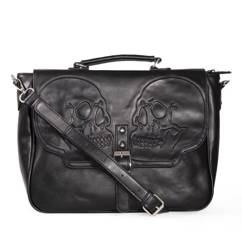 High-Capacity Vintage Gothic Skull Shoulder Bag - Women's Punk Fashion Handbag