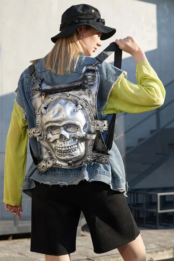 Gothic 3D Skull Skeleton Backpack for Women – Sunken Skull