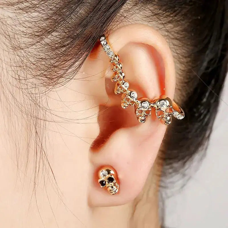 Crystal Skeleton Ear Cuff – Fashion Skull Piercing Earrings for Women. Skull earrings for her. Badass gifts for her. Badass gothic birthday gifts. Unique Badass Christmas gifts for badasses. Badass biker skull earrings. Badass Biker skull jewelry. Badass skull jewelry. Badass skull accessories. Unique Valentine gifts for her. Unique Anniversary gift for her. Unique Anniversary gift for my badass husband. Unique Badass Birthday gift for my badass girlfriend. Badass Birthday gift for my badass wife.