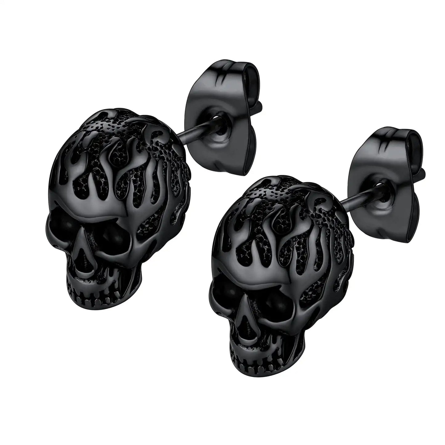 Skull Stud Earrings - Vintage Gothic Stainless Steel Grunge Punk Jewelry for Men and Women