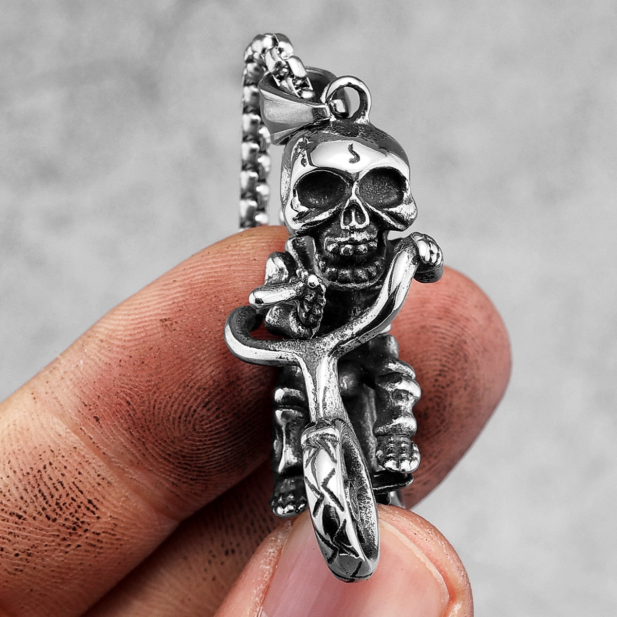 316L Stainless Steel Skull Biker Pendant Necklaces. Skull Pendant for Bikers. Skull Pendant form men. Badass biker pendant. Badass biker skull jewelry. Badass skull jewelry. Badass skull accessories.