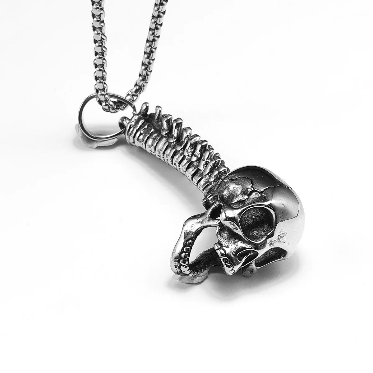 Skull Spine Stainless Steel Necklace Pendant. Badass gifts for badass. Badass birthday gifts. Badass Christmas gifts for badasses. Badass skull accessories. Valentine gifts for him and her. Anniversary gift for him and her. Anniversary gift for my badass husband and wife. Badass Birthday gift for my badass boyfriend and girlfriend. Badass Birthday gift for my badass husband and wife.