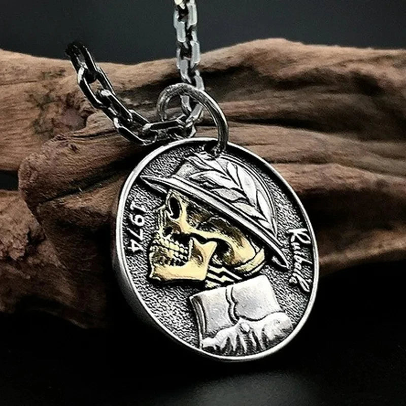 Retro Hip-Hop Skull Coin Pendant – S925 Silver Badass Skull Jewelry. Unique Badass gifts for badass. Unique Badass birthday gifts. Unique Badass Biker Christmas gifts for badasses. Badass skull accessories. Unique Valentine gifts for him. Unique Anniversary gift for him. Unique Anniversary gift for my badass husband. Unique Badass Birthday gift for my badass boyfriend. Badass Birthday gift for my badass husband. Badass gift for bikers.