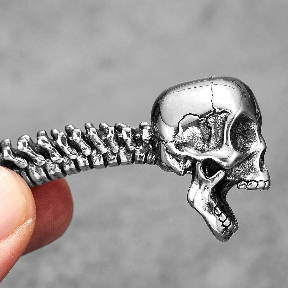 Skull Spine Stainless Steel Necklace Pendant. Badass gifts for badass. Badass birthday gifts. Badass Christmas gifts for badasses. Badass skull accessories. Valentine gifts for him and her. Anniversary gift for him and her. Anniversary gift for my badass husband and wife. Badass Birthday gift for my badass boyfriend and girlfriend. Badass Birthday gift for my badass husband and wife.