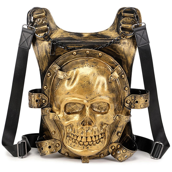 Gothic 3D Skull Skeleton Backpack for Women Silver