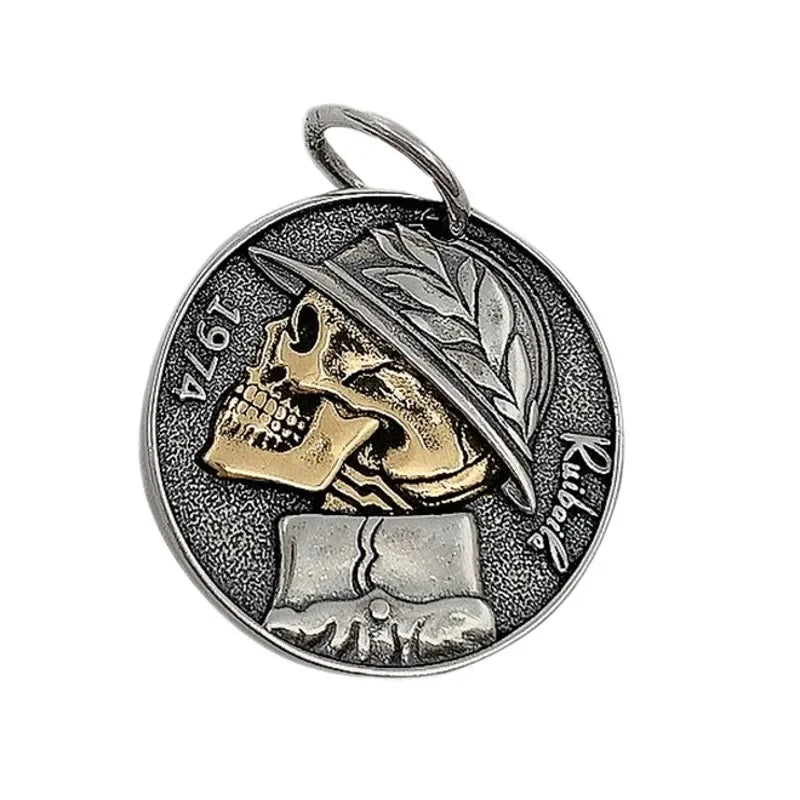 Retro Hip-Hop Skull Coin Pendant – S925 Silver Badass Skull Jewelry. Unique Badass gifts for badass. Unique Badass birthday gifts. Unique Badass Biker Christmas gifts for badasses. Badass skull accessories. Unique Valentine gifts for him. Unique Anniversary gift for him. Unique Anniversary gift for my badass husband. Unique Badass Birthday gift for my badass boyfriend. Badass Birthday gift for my badass husband. Badass gift for bikers.