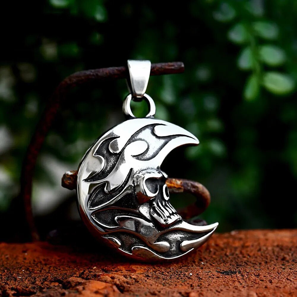 Crescent Moonface Hanging Pendant Necklace by Anthony Lent - NEWTWIST