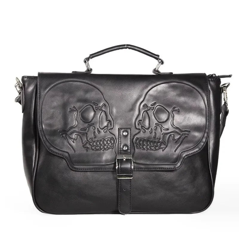 High-Capacity Vintage Gothic Skull Shoulder Bag - Women's Punk Fashion Handbag