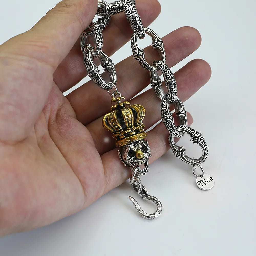 Vintage Crown Clown Circle Bracelet. Badass gifts for badass. Badass birthday gifts. Badass Christmas gifts for badasses. Badass skull accessories. Valentine gifts for him. Anniversary gift for him. Anniversary gift for my badass husband. Badass Birthday gift for my badass boyfriend. Badass Birthday gift for my badass husband.