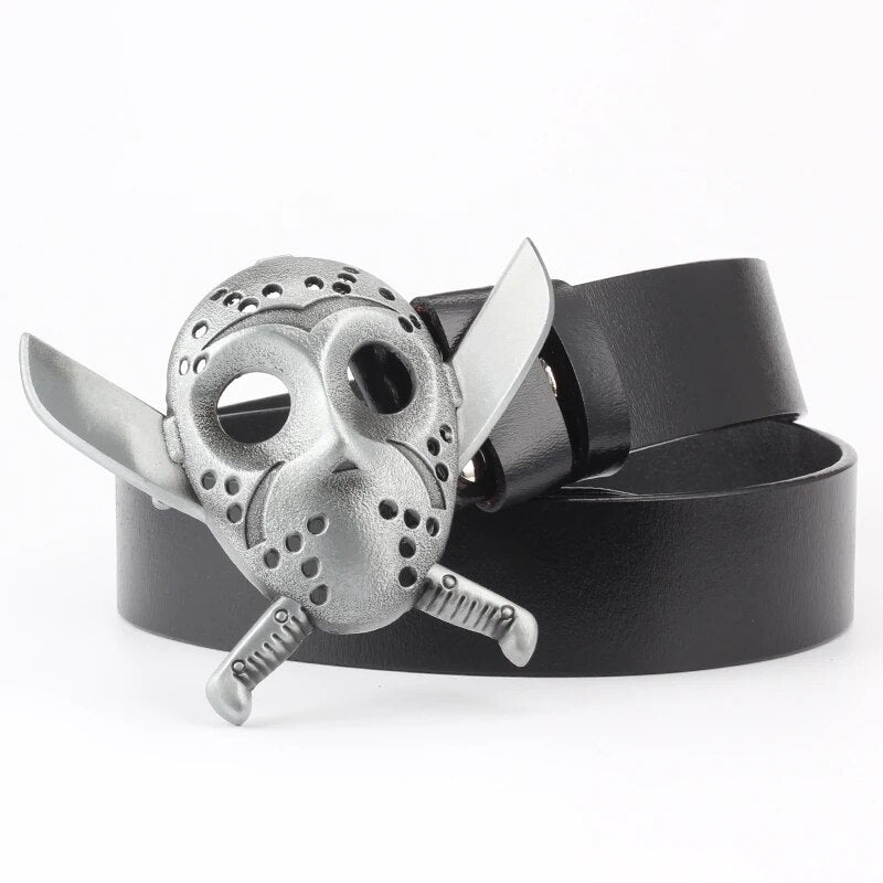 Novelty Crossbones Belt Heavy Metal Skull Face Buckle Skeleton Belts Dark Style Street Hip Hop Rock Waistband Accessories