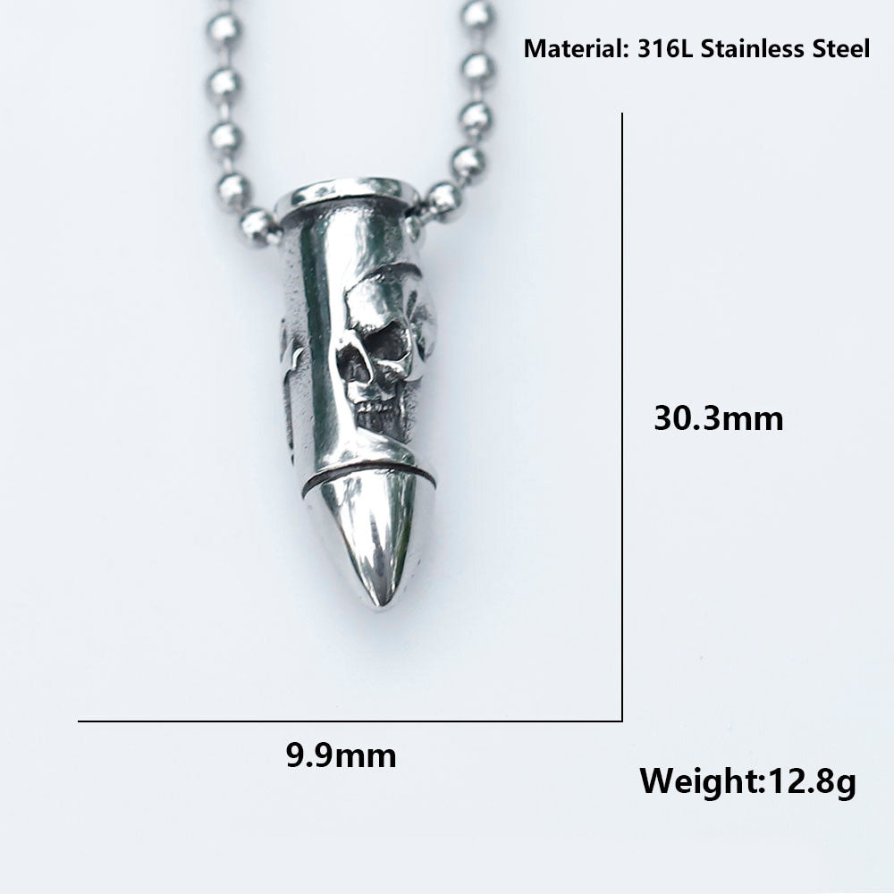 Skull Wrap Bullet Cross Pendant Necklace