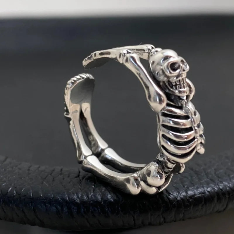 Silver Rings Punk Sterling Silver Punk Personality Ring – Adjustable Open Circle Design ...