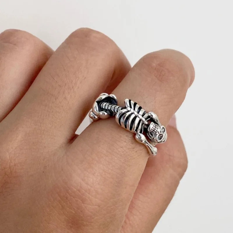 Sterling Silver Punk Personality Ring – Adjustable Open Circle Design for Men and Women. Skull earrings for her. Badass gifts for her. Badass gothic birthday gifts. Unique Badass Christmas gifts for badasses. Badass biker skull earrings. Badass Biker skull jewelry. Badass skull jewelry. Badass skull accessories. Unique Valentine gifts for her. Unique Anniversary gift for her. Unique Anniversary gift for my badass husband. Unique Badass Birthday gift for my badass girlfriend. Badass Birthday gift for my bada