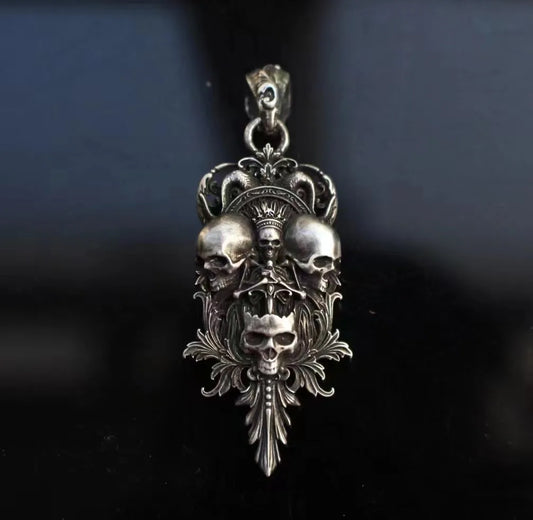 Sword Flower Skull Pendant – 925 Sterling Silver Men's Necklace Accessory. Unique Badass birthday gifts. Unique Badass Biker Christmas gifts for badasses. Badass skull accessories. Unique Valentine gifts for him. Unique Anniversary gift for him. Unique Anniversary gift for my badass husband. Unique Badass Birthday gift for my badass boyfriend. Badass Birthday gift for my badass husband. Badass gift for bikers.