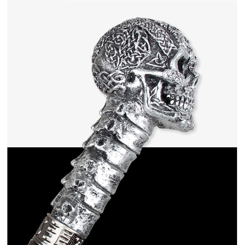 Vintage Skull Walking Cane with Removable Grip Handle and Rubber Tip. Badass skull accessories.