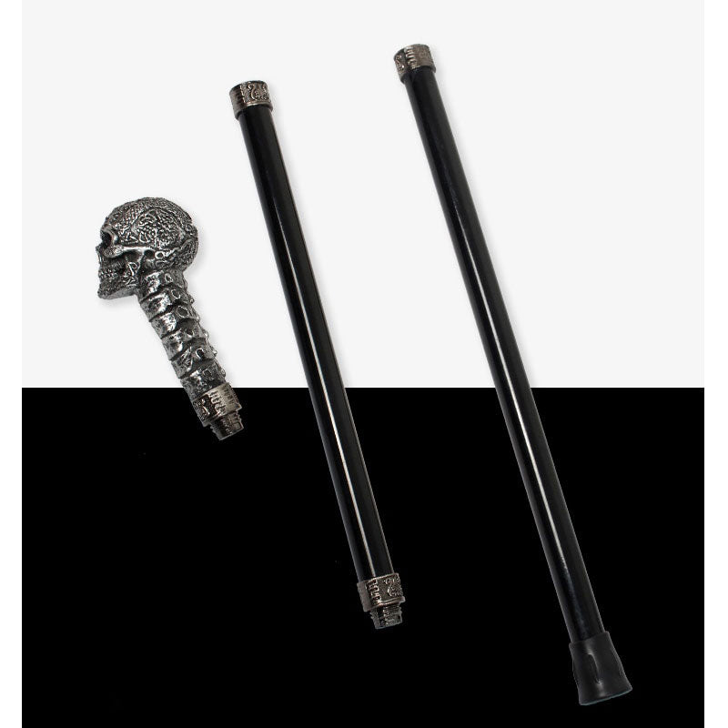Vintage Skull Walking Cane with Removable Grip Handle and Rubber Tip. Badass skull accessories.