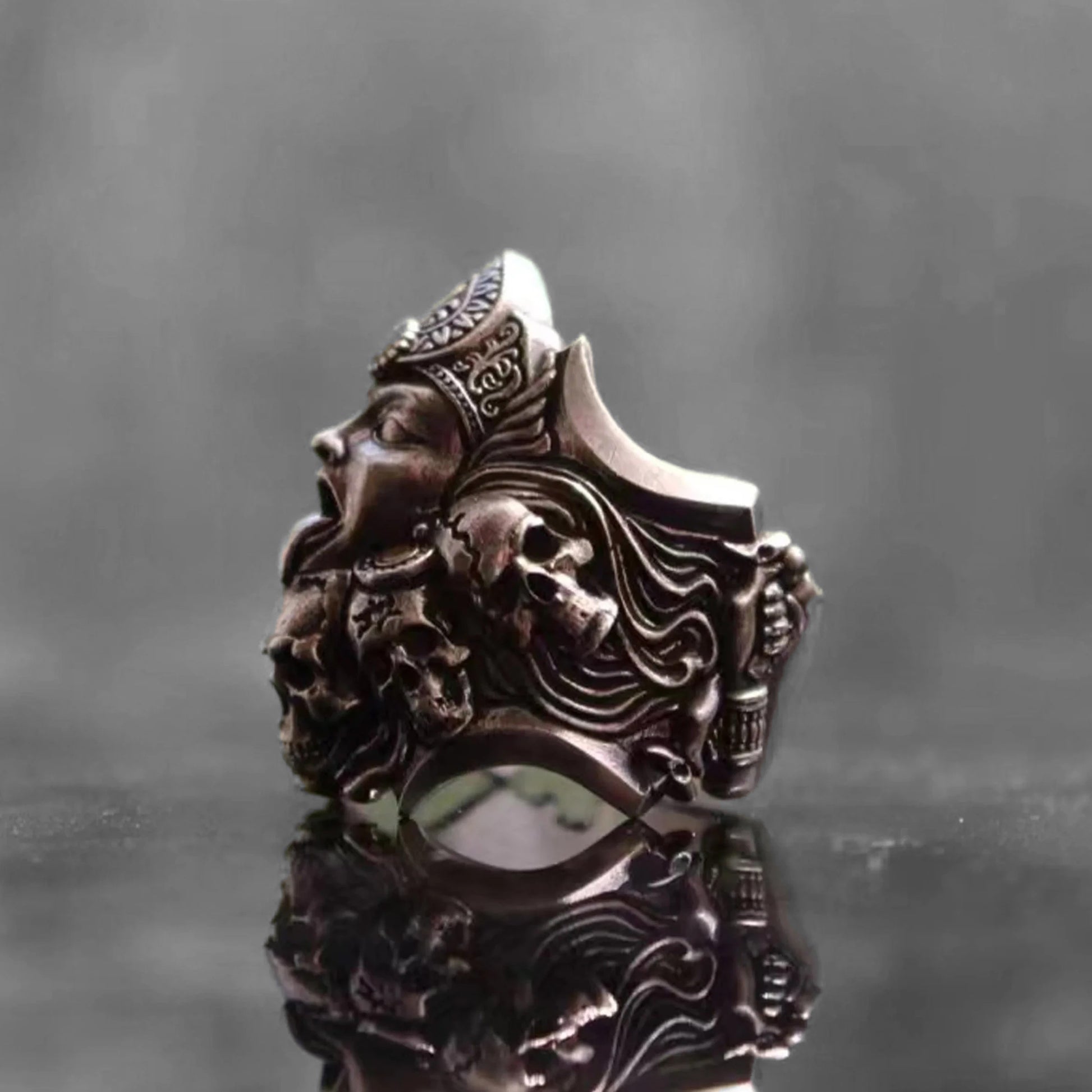 Battle-God Skull Ring – 925 Sterling Silver Biker Jewelry. Unique Badass gifts for badass. Unique Badass birthday gifts. Unique Badass Biker Christmas gifts for badasses. Badass skull accessories. Unique Valentine gifts for him. Unique Anniversary gift for him. Unique Anniversary gift for my badass husband. Unique Badass Birthday gift for my badass boyfriend. Badass Birthday gift for my badass husband. Badass gift for bikers.