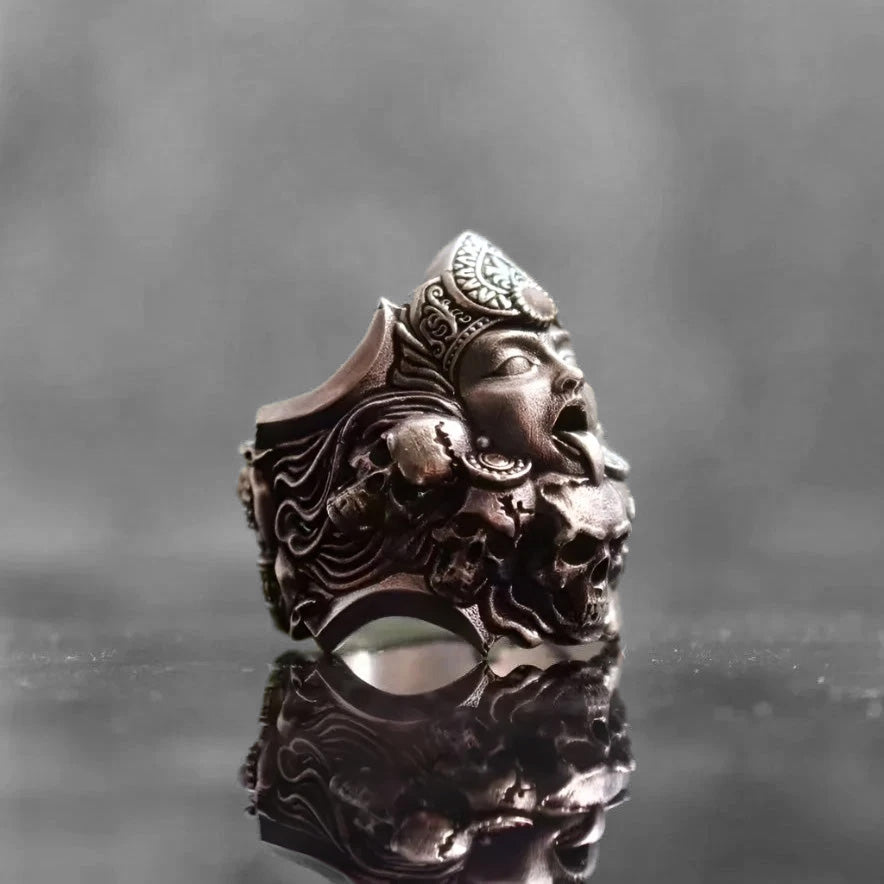 Battle-God Skull Ring – 925 Sterling Silver Biker Jewelry. Unique Badass gifts for badass. Unique Badass birthday gifts. Unique Badass Biker Christmas gifts for badasses. Badass skull accessories. Unique Valentine gifts for him. Unique Anniversary gift for him. Unique Anniversary gift for my badass husband. Unique Badass Birthday gift for my badass boyfriend. Badass Birthday gift for my badass husband. Badass gift for bikers.