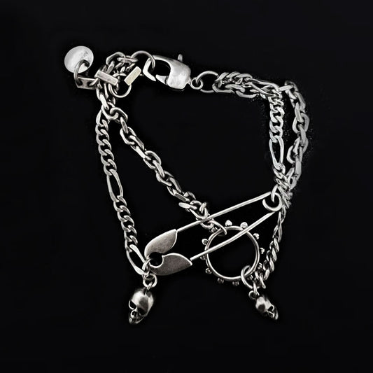 Skull and Paper Clip Double Layer Bracelet. Badass gifts for badass. Badass birthday gifts. Badass Christmas gifts for badasses. Badass skull accessories. Valentine gifts for him. Anniversary gift for him. Anniversary gift for my badass husband. Badass Birthday gift for my badass boyfriend. Badass Birthday gift for my badass husband.