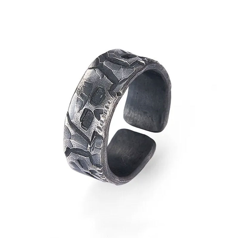 Antique Silver Plated Titanium Retro Skull Bracelet - Men's Domineering Open Wide Bracelet. Badass skull bracelet for men. Badass skull bracelet. Badass skull jewelry. Badass skull accessories. Badass biker jewelry.