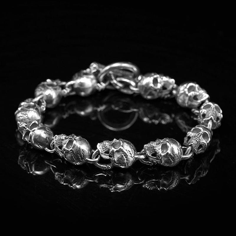 925 Sterling Silver American Gabor Style Handmade Motorcycle Bracelet - Edgy and Unique Skulls and Vintage Punk Design. Badass biker jewelry. Badass skull accessories. Valentine gifts for him. Anniversary gift for him. Anniversary gift for my badass husband. Badass Birthday gift for my badass boyfriend. Badass Birthday gift for my badass husband.