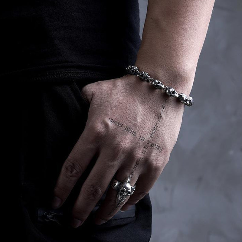 925 Sterling Silver Handmade Motorcycle Bracelet - Edgy and