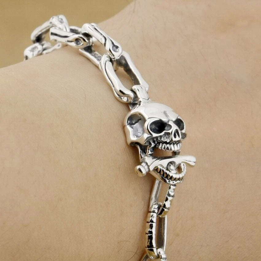 Rusty Gold Hot Hand Chain Bracelet Long Skeleton Skull – alwaystyle4you