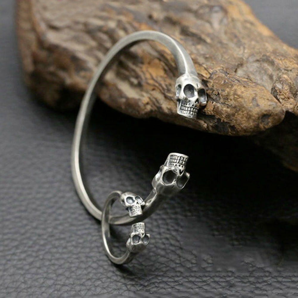 925 Sterling Silver Skull Ring and Bracelet Bangle