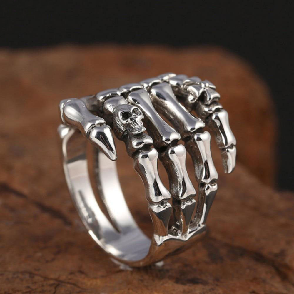 925 Sterling Silver Ghost Hand Skull Ring