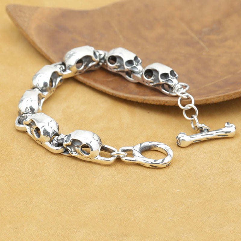 Skull Charm Handcrafted 925 Sterling Silver Skull Bracelet