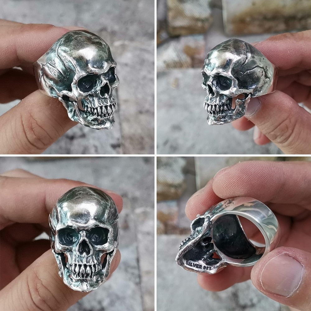 Handcrafted 925 Sterling Silver High Detailed Skull Rings. Unique Badass birthday gifts. Unique Badass Biker Christmas gifts for badasses. Badass skull accessories. Unique Valentine gifts for him. Unique Anniversary gift for him. Unique Anniversary gift for my badass husband. Unique Badass Birthday gift for my badass boyfriend. Badass Birthday gift for my badass husband. Badass gift for bikers.