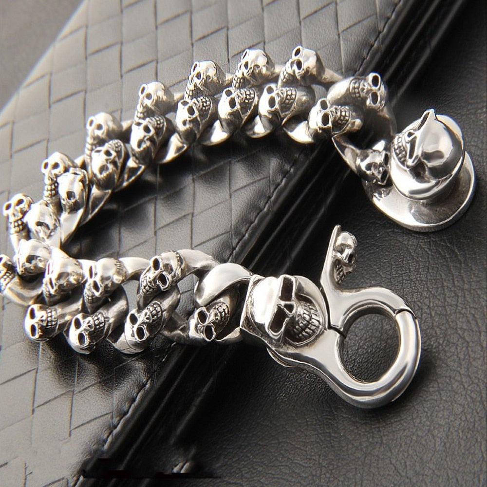 Great Charm Solid Heavy 925 Silver Skull Bracelet. Unique Badass birthday gifts. Unique Badass Biker Christmas gifts for badasses. Badass skull accessories. Unique Valentine gifts for him. Unique Anniversary gift for him. Unique Anniversary gift for my badass husband. Unique Badass Birthday gift for my badass boyfriend. Badass Birthday gift for my badass husband. Badass gift for bikers.