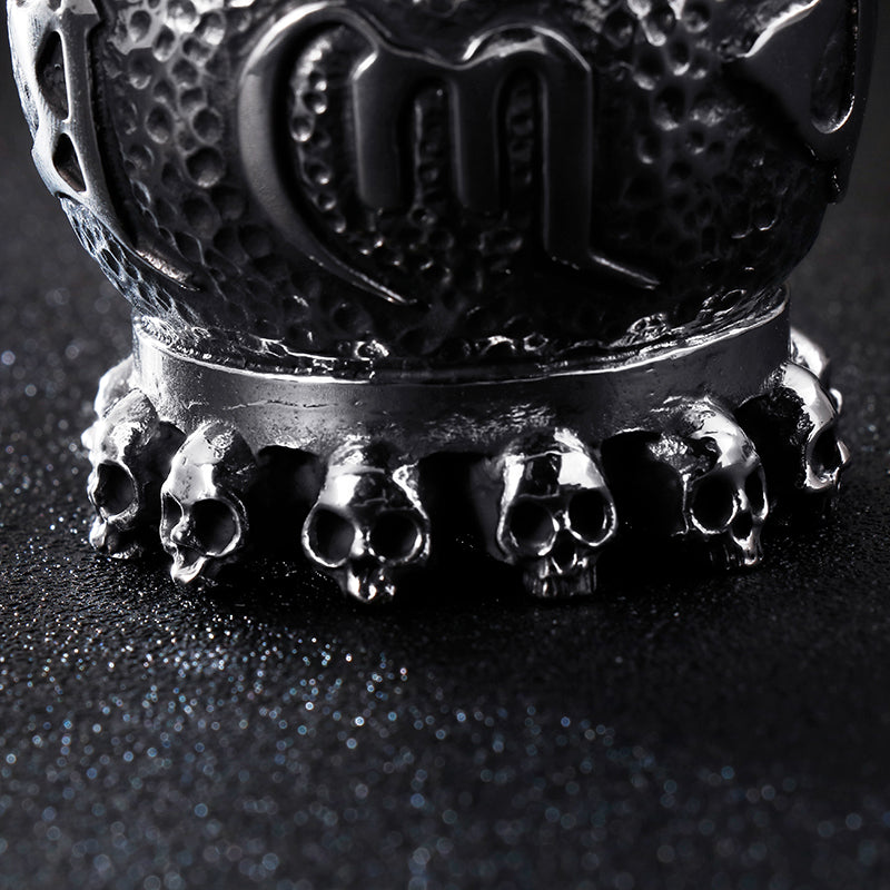 316L Stainless Steel Punk Evil Skull Mantra Ashtray, badass skull accessories badass biker accessories