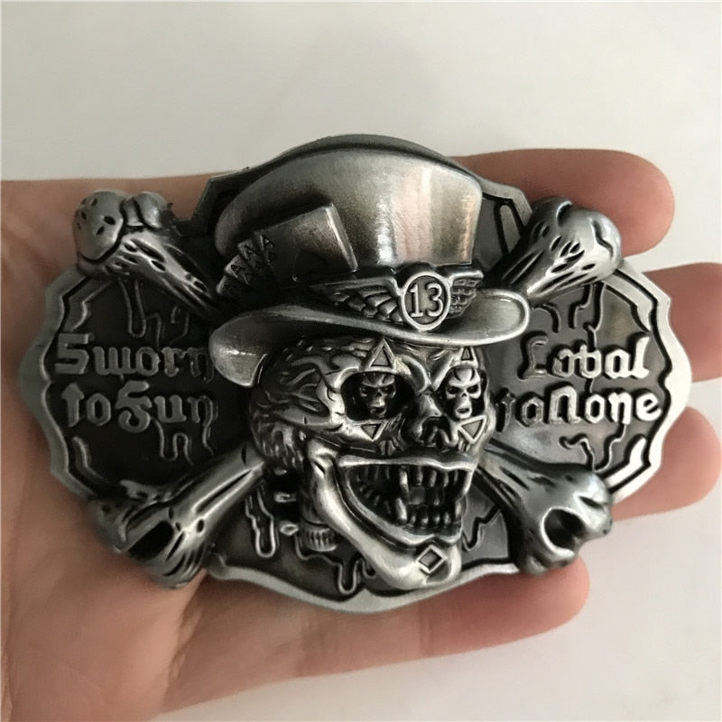 3D Silver Skull Belt Buckles for 4cm Belt