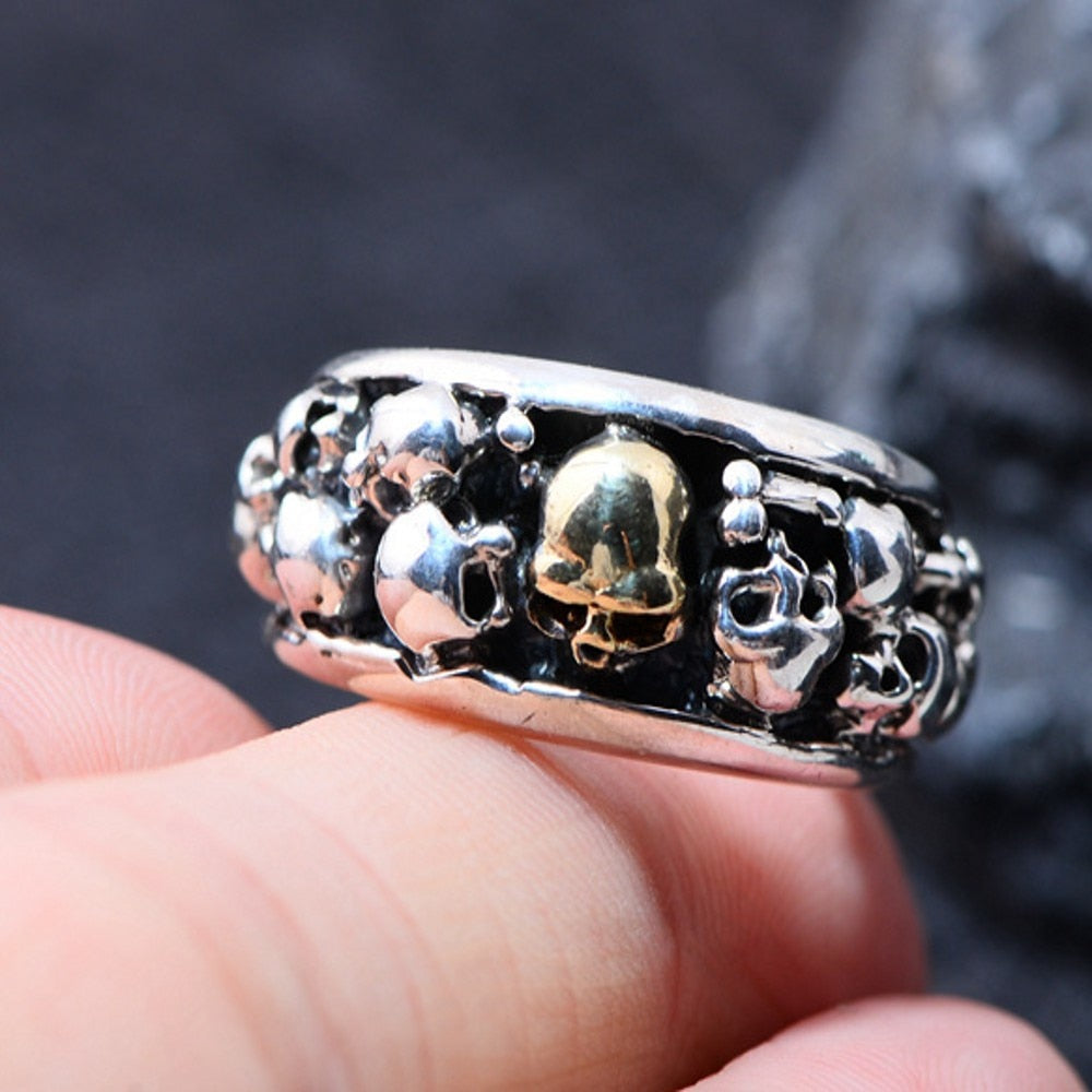 Vintage Solid S925 Sterling Silver Skull Rings for Men. badass skull rings. Badass skull jewelry. Badass skull accessories. Badass biker rings. Badass biker skull jewelry.