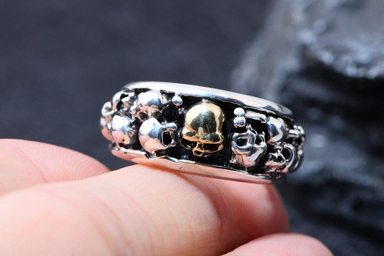 Vintage Solid S925 Sterling Silver Skull Rings for Men. badass skull rings. Badass skull jewelry. Badass skull accessories. Badass biker rings. Badass biker skull jewelry.