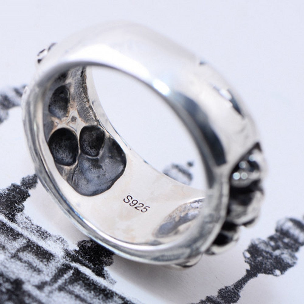 Vintage Solid S925 Sterling Silver Skull Rings for Men. badass skull rings. Badass skull jewelry. Badass skull accessories. Badass biker rings. Badass biker skull jewelry.