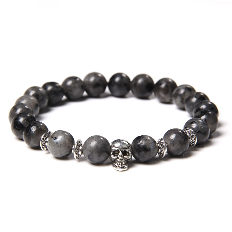 Bracelets with Mixed Natural Stone Skull Charms