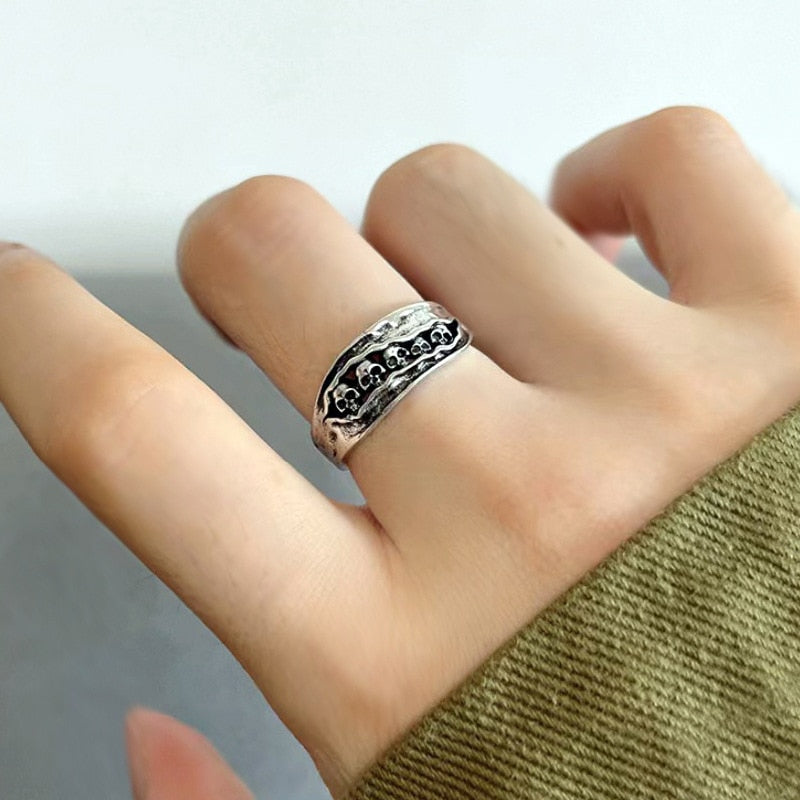 Hell Skull Punk Ring. Skull rings for men and women. skull ring for men. badass skull rings. Badass sbiker skull rings. Badass skull jewelry. Badass biker jewelry. Badass skull accessories.