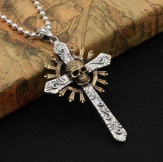 Cool Skull Cross Pendant Necklace