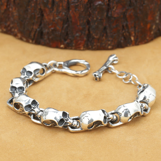 Skull Charm Handcrafted 925 Sterling Silver Skull Bracelet