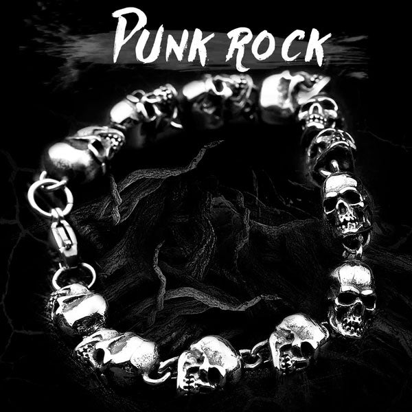 Punk Rock Stainless Steel Skull Bracelet