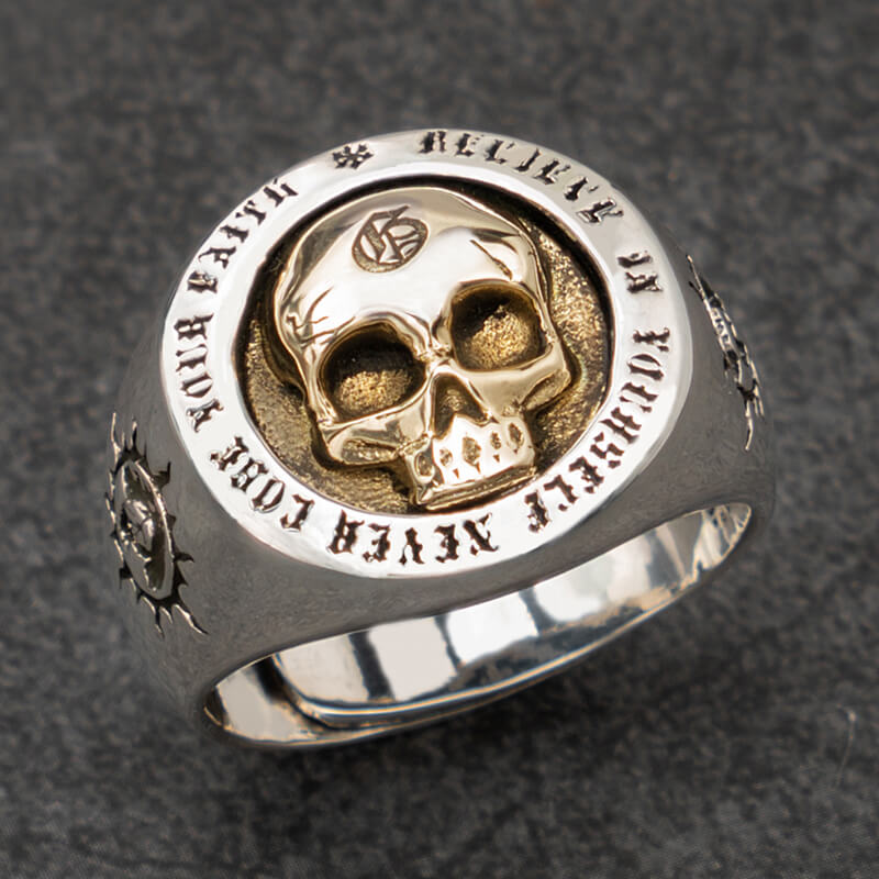 Resizeable Vintage Punk Sterling Silver Skull Rings. Badass skull accessories. Unique Valentine gifts for him. Unique Anniversary gift for him. Unique Anniversary gift for my badass husband. Unique Badass Birthday gift for my badass boyfriend. Badass Birthday gift for my badass husband. Badass gift for bikers.
