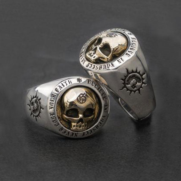 Resizeable Vintage Punk Sterling Silver Skull Rings. Badass skull accessories. Unique Valentine gifts for him. Unique Anniversary gift for him. Unique Anniversary gift for my badass husband. Unique Badass Birthday gift for my badass boyfriend. Badass Birthday gift for my badass husband. Badass gift for bikers.
