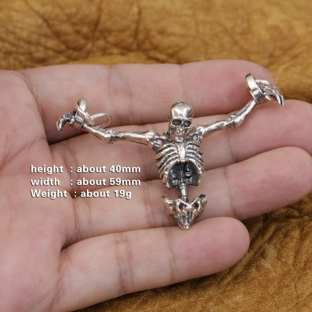 925 Sterling Silver Upper Skeleton Skull Pendant Necklaces. Badass skull jewelry. Badass skull skull pendant. Badass skull pendant necklace. Badass biker skull jewelry.