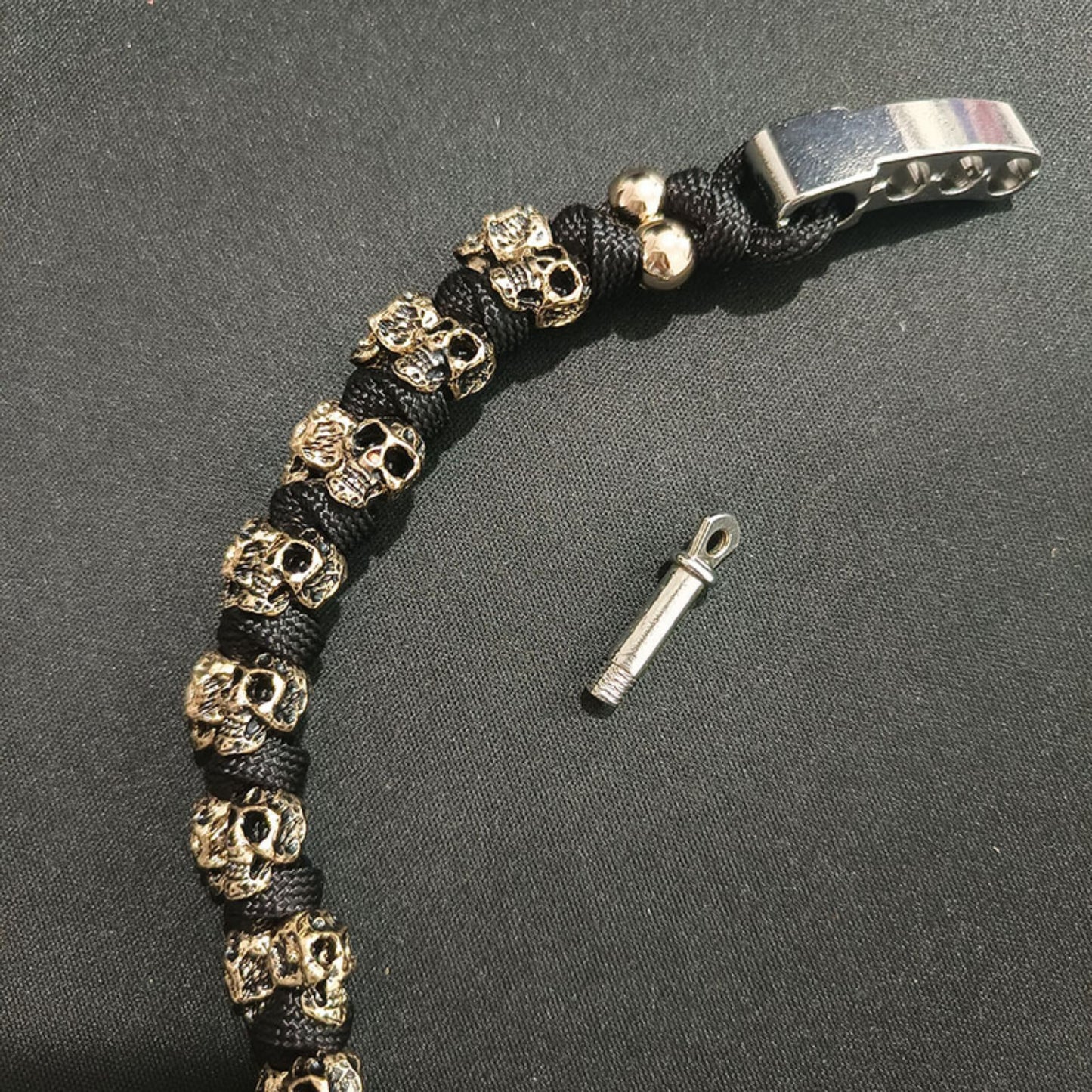 Dark Vintage Style Statement Ancient Gold Color Skull Charm Bracelet. Badass skull bracelets. Badass skull Accessories.