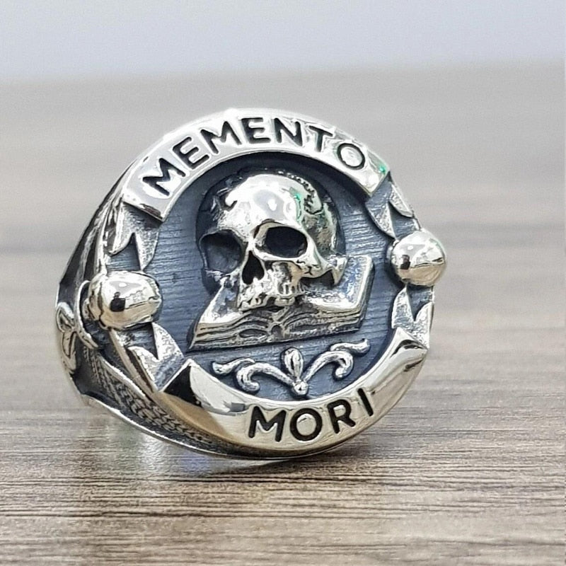 Memento Mori Gothic Biker Skull Rings. Badass biker skull ring. Badass skull rings. Skull rings for men. Badass skull jewelry. Badass biker jewelry. badass skull accessories.