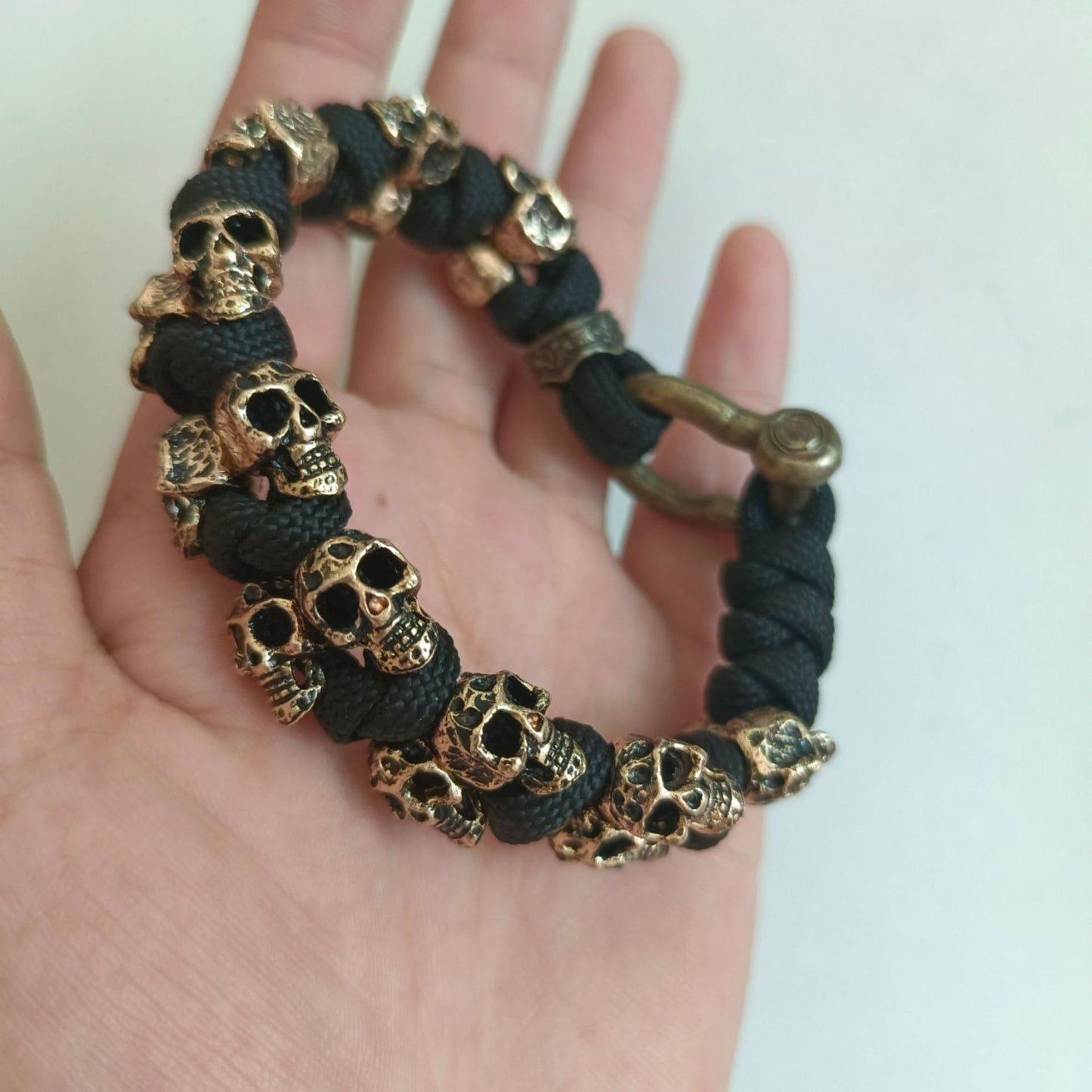 Dark Vintage Style Statement Ancient Gold Color Skull Charm Bracelet. Badass skull bracelets. Badass skull Accessories.