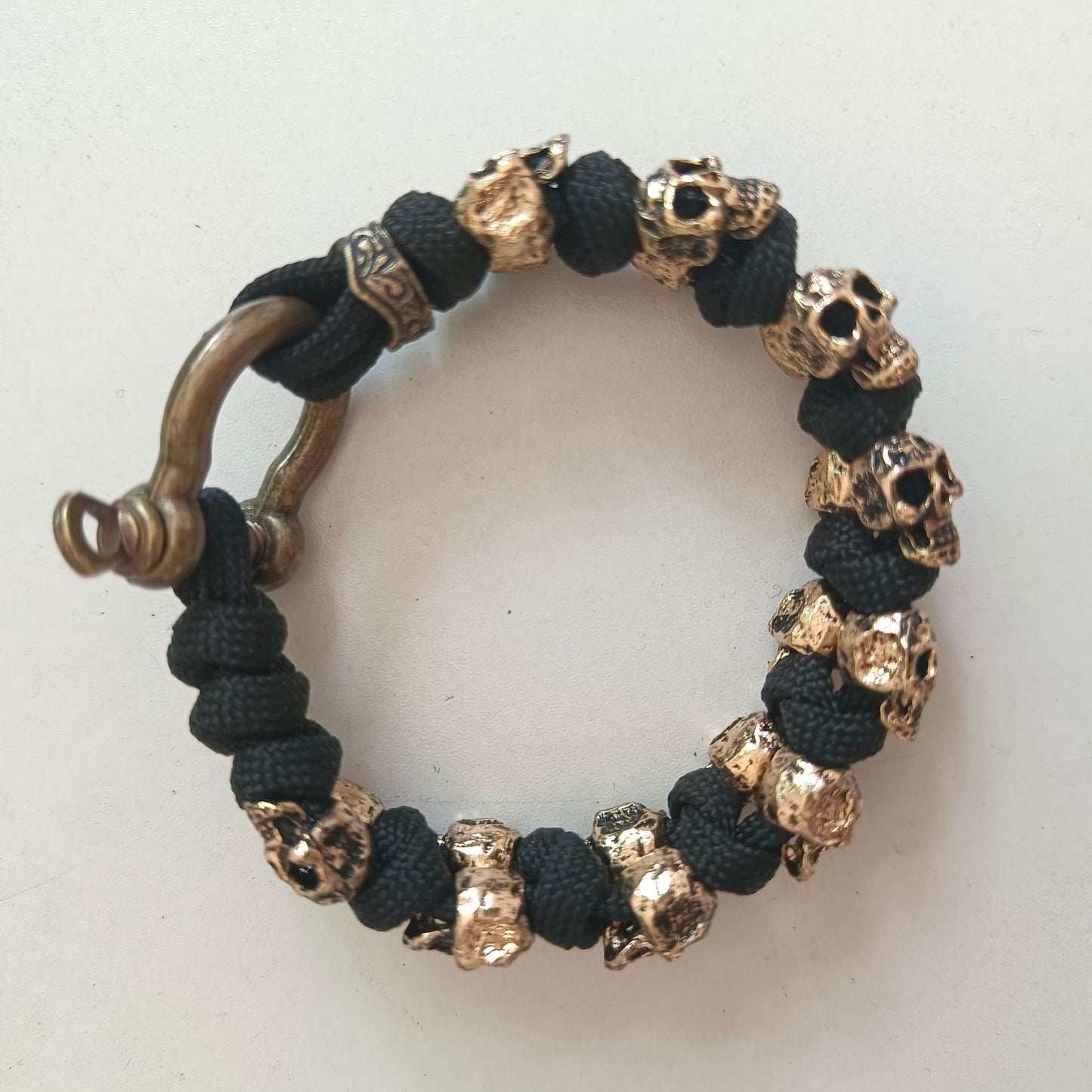 Dark Vintage Style Statement Ancient Gold Color Skull Charm Bracelet. Badass skull bracelets. Badass skull Accessories.